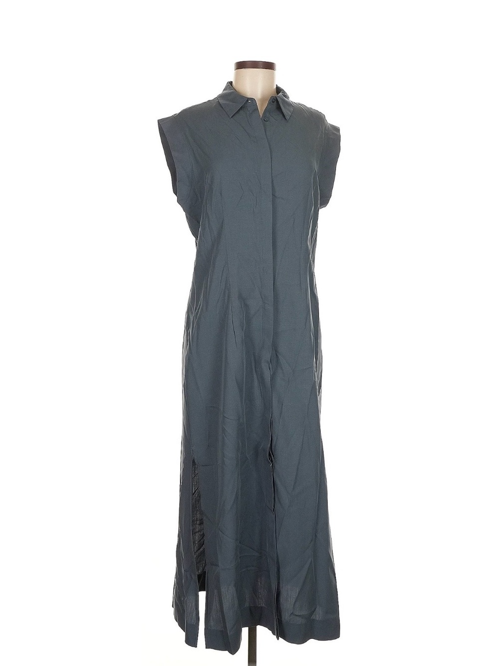 MNG Sleeveless Collared Maxi Dress in Slate Gray